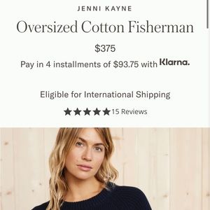 Jenni Kayne Navy Oversized Fisherman Sweater - Size Medium